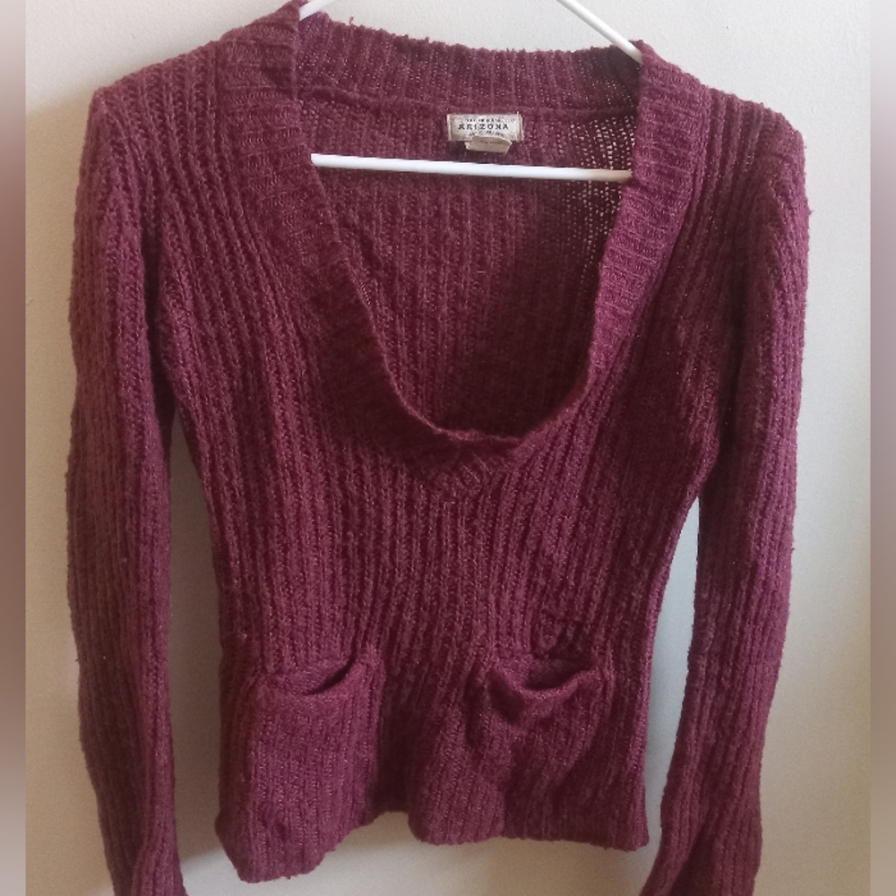 Y2k maroon slouchy Sweater with pockets
